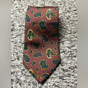 Charvet Paisley Patterned Tie - Burgundy and Green
